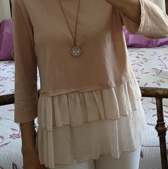 Cotton tunic with silk frill bottom - Picture 6 of 6